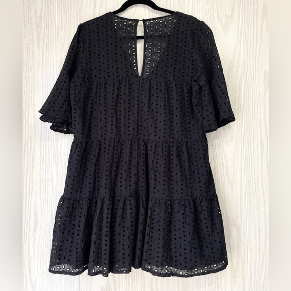 Mustard Seed Black Eyelet Short Swing Dress Size L NWT - Picture 3 of 5